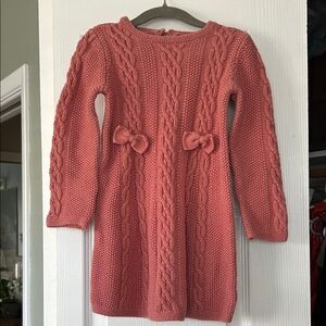 Tommy Bahama Girls Cable Knit Dress in Coral Pink